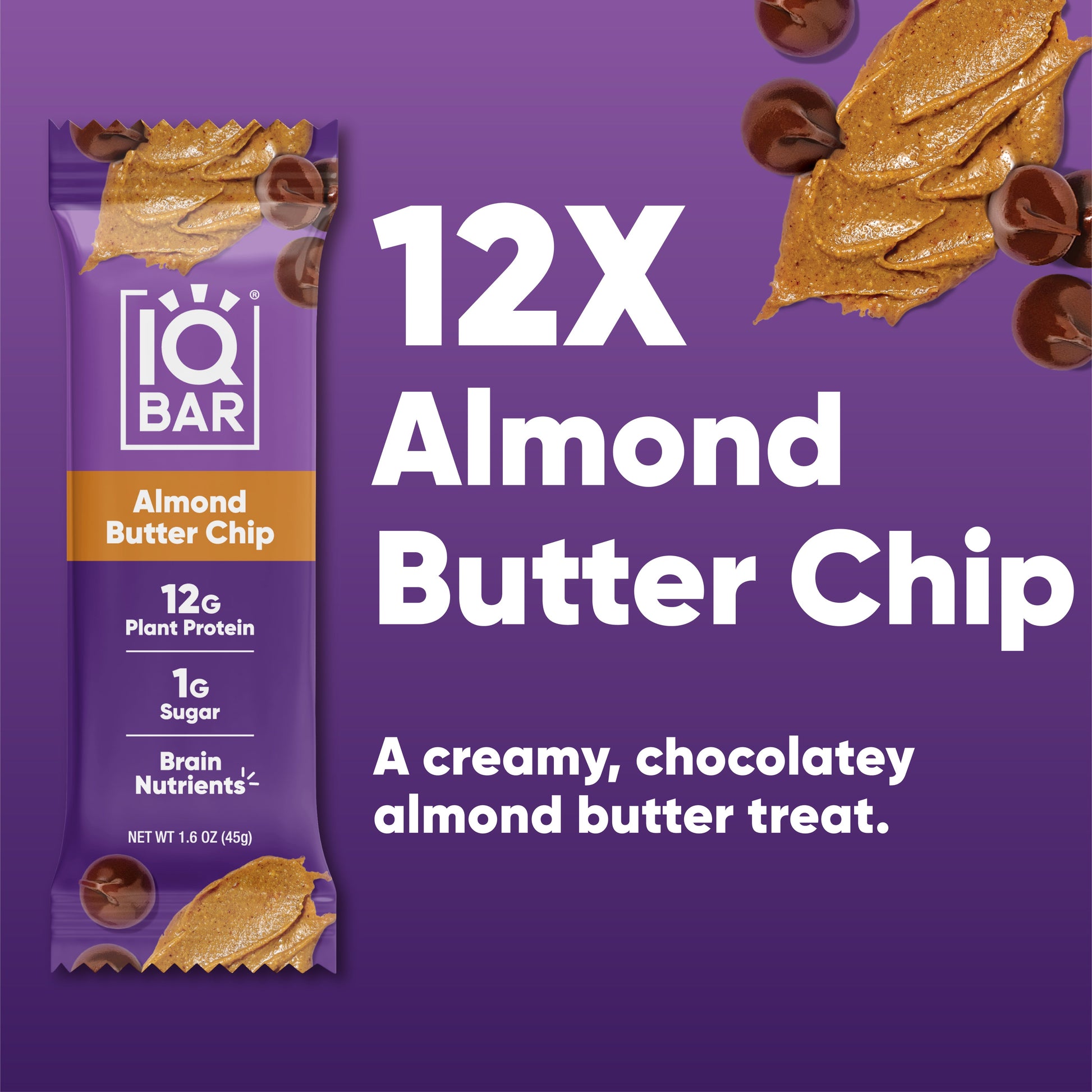 IQBAR Almond Butter Chip (12 Bars)