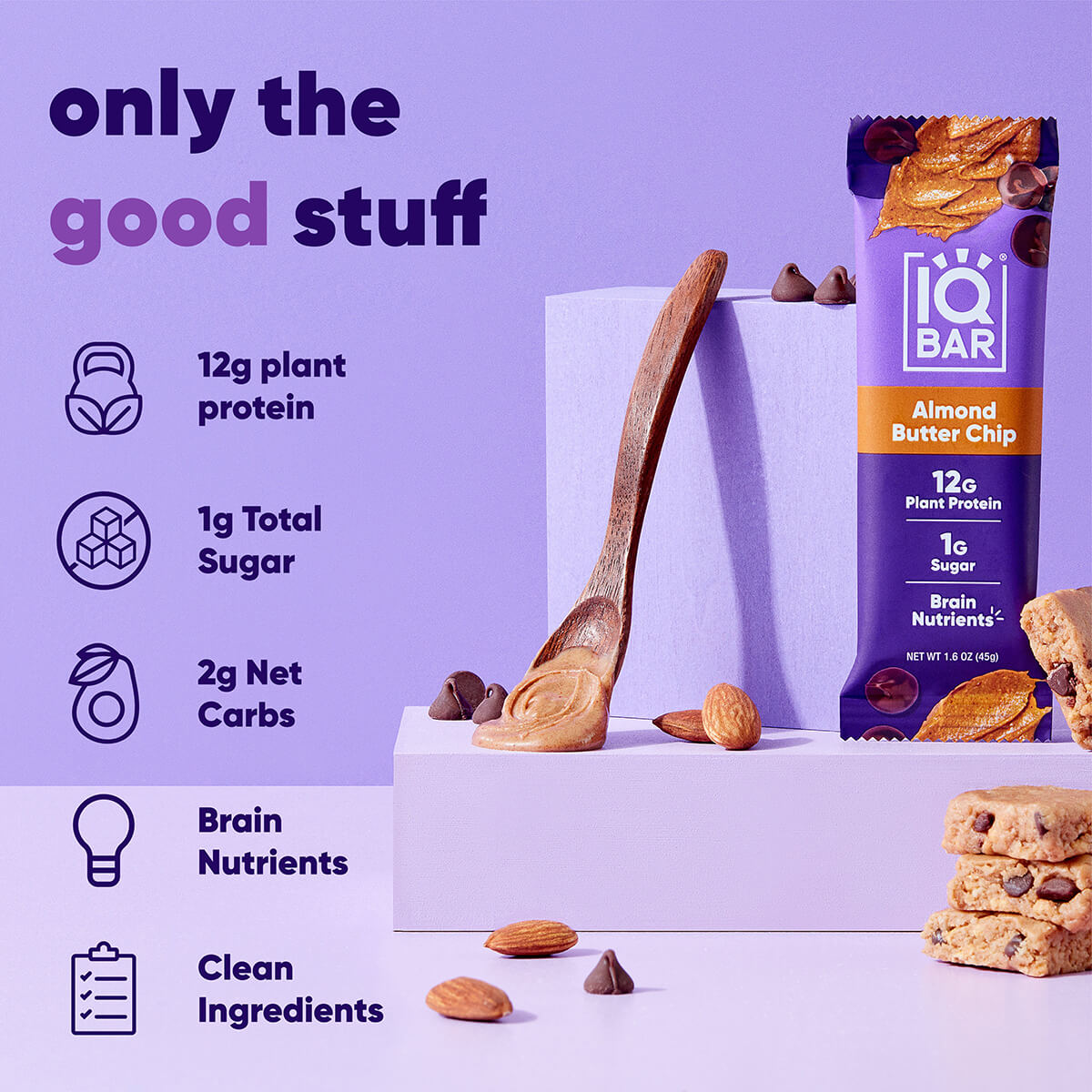 IQBAR Almond Butter Chip (12 Bars)