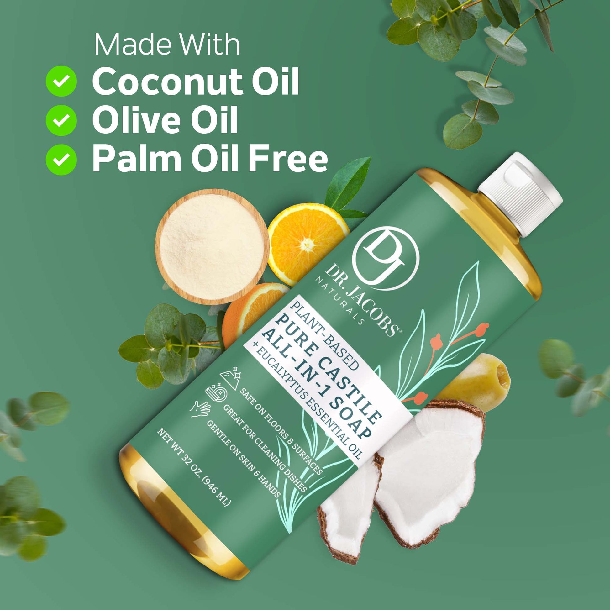 Dr. Jacobs Naturals, Eucalyptus All in 1 Castile Soap - Thin Formula 32oz