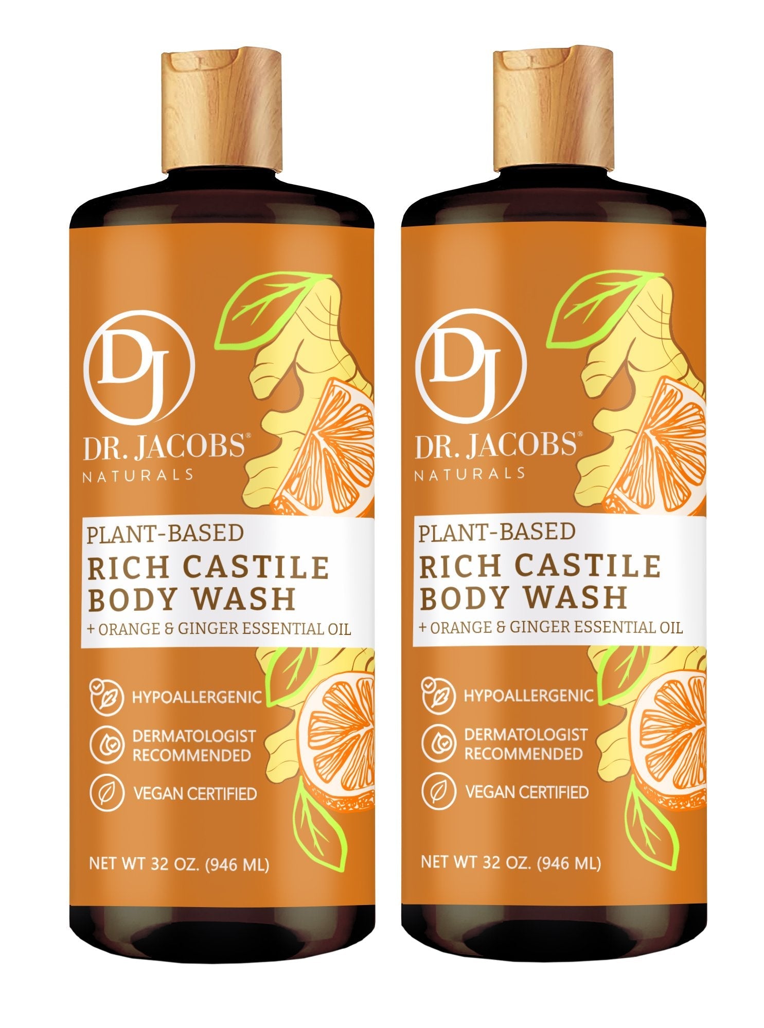 Dr. Jacobs Naturals, Orange & Ginger Castile Body Wash