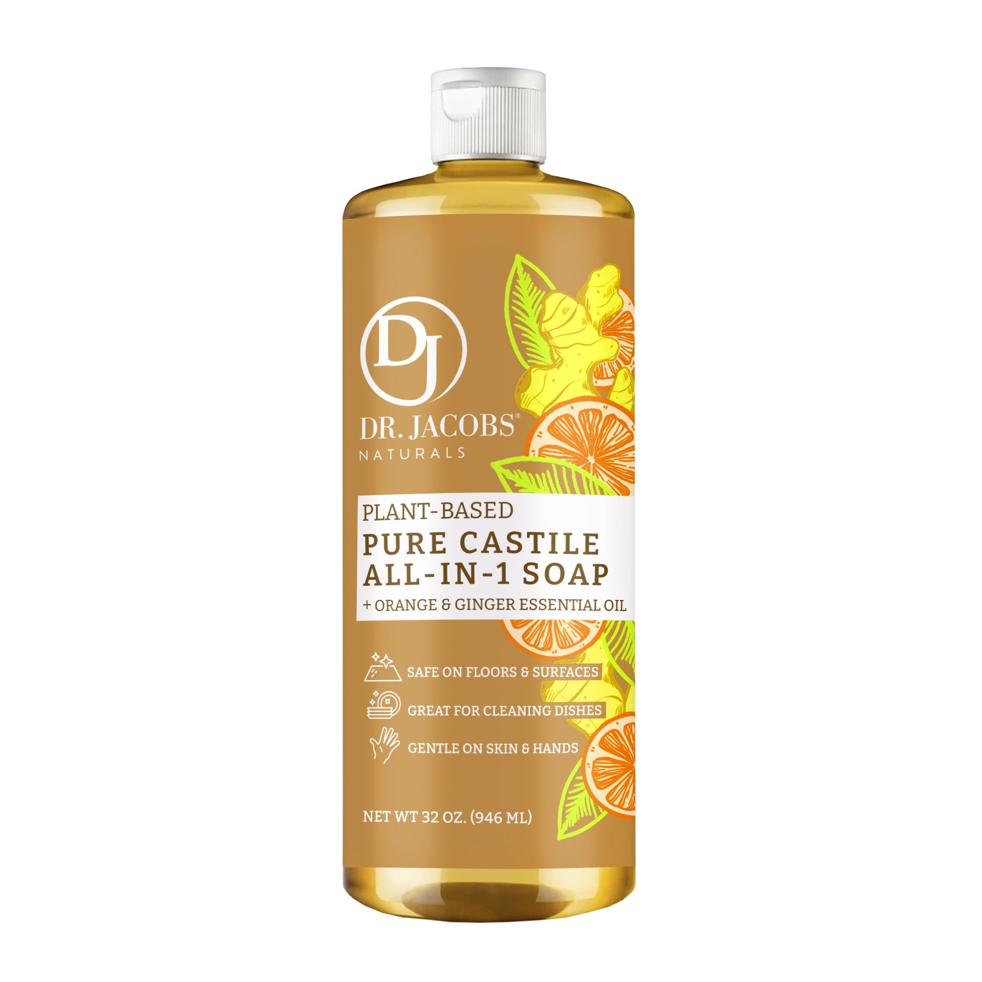 Dr. Jacobs Naturals, Orange & Ginger All in 1 Castile Soap - Thin Formula 32oz