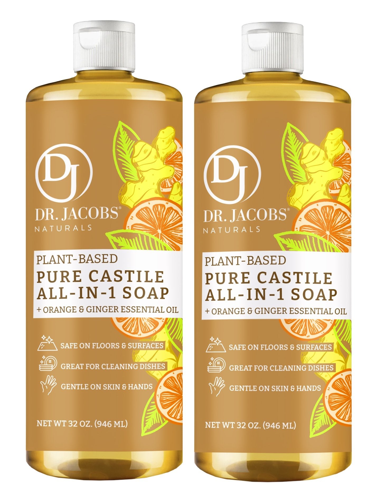 Dr. Jacobs Naturals, Orange & Ginger All in 1 Castile Soap - Thin Formula 32oz