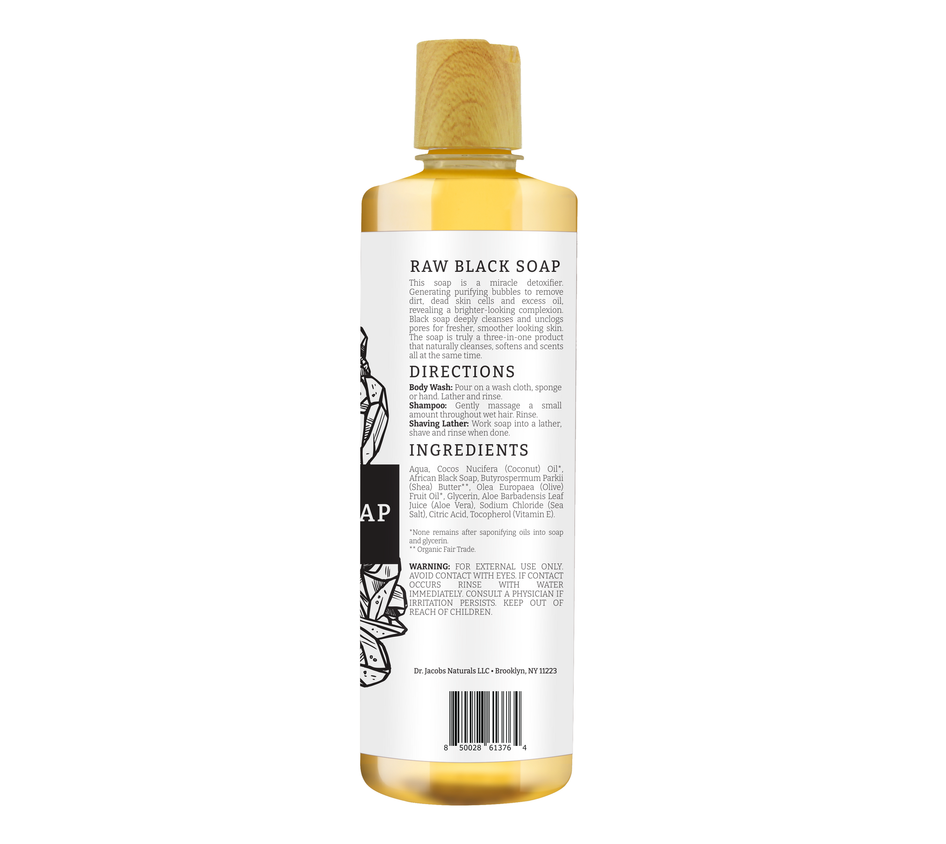 Dr. Jacobs Naturals Raw Black Soap 32oz