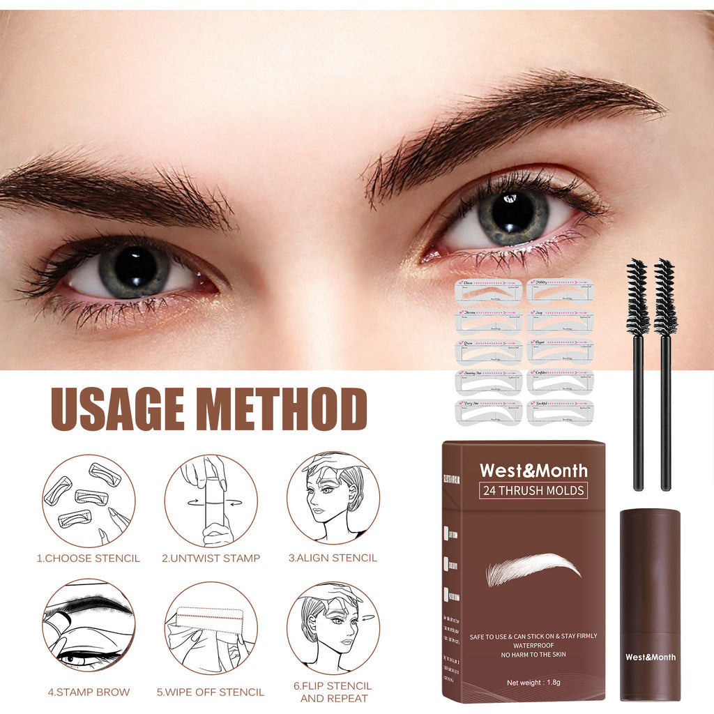 West&Month Seal Eyebrow Powder Lazy Eyebrow Stamp Powder Set -  Is Long-lasting, Waterproof, Sweatproof, Non-flamming, And Non-smudging