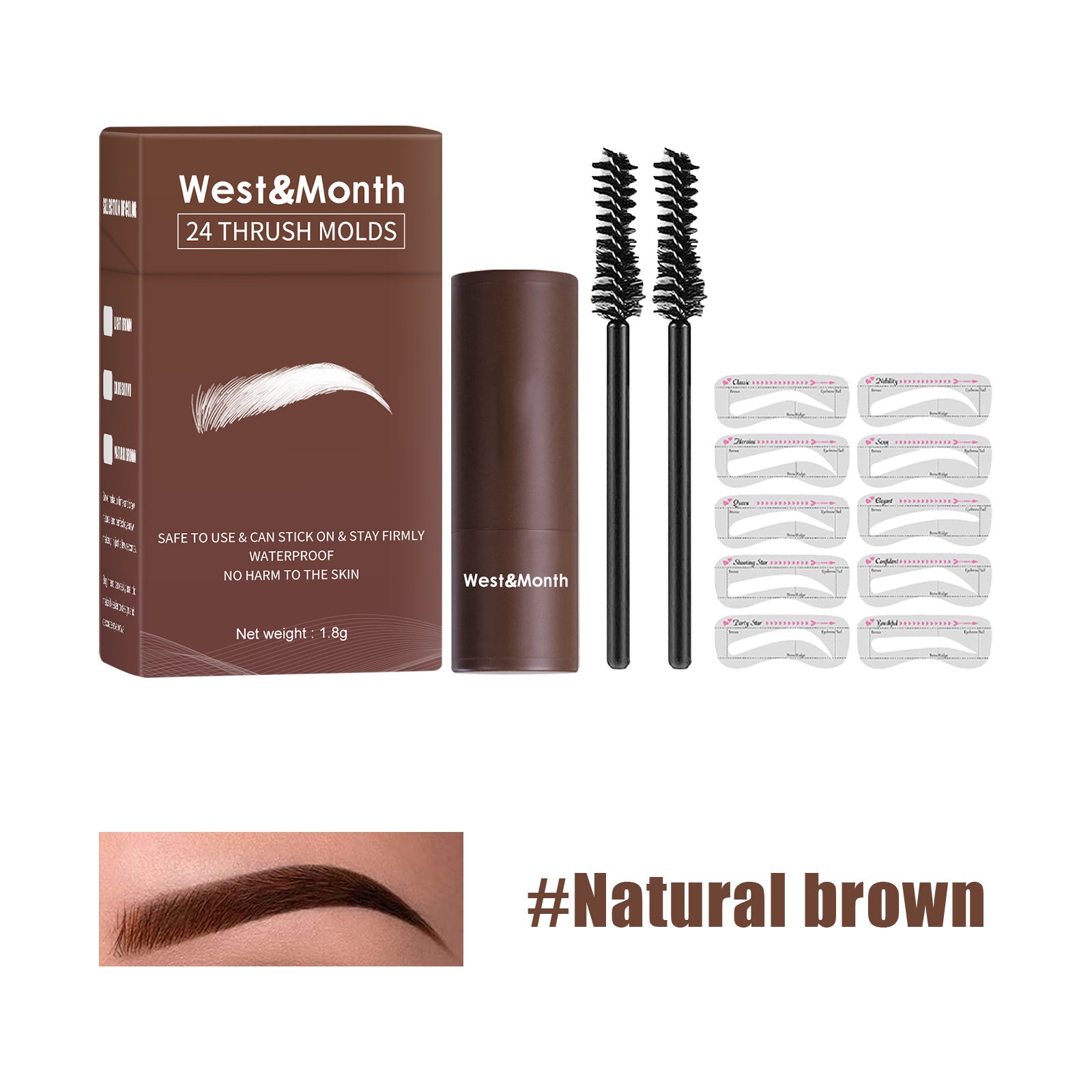 West&Month Seal Eyebrow Powder Lazy Eyebrow Stamp Powder Set -  Is Long-lasting, Waterproof, Sweatproof, Non-flamming, And Non-smudging