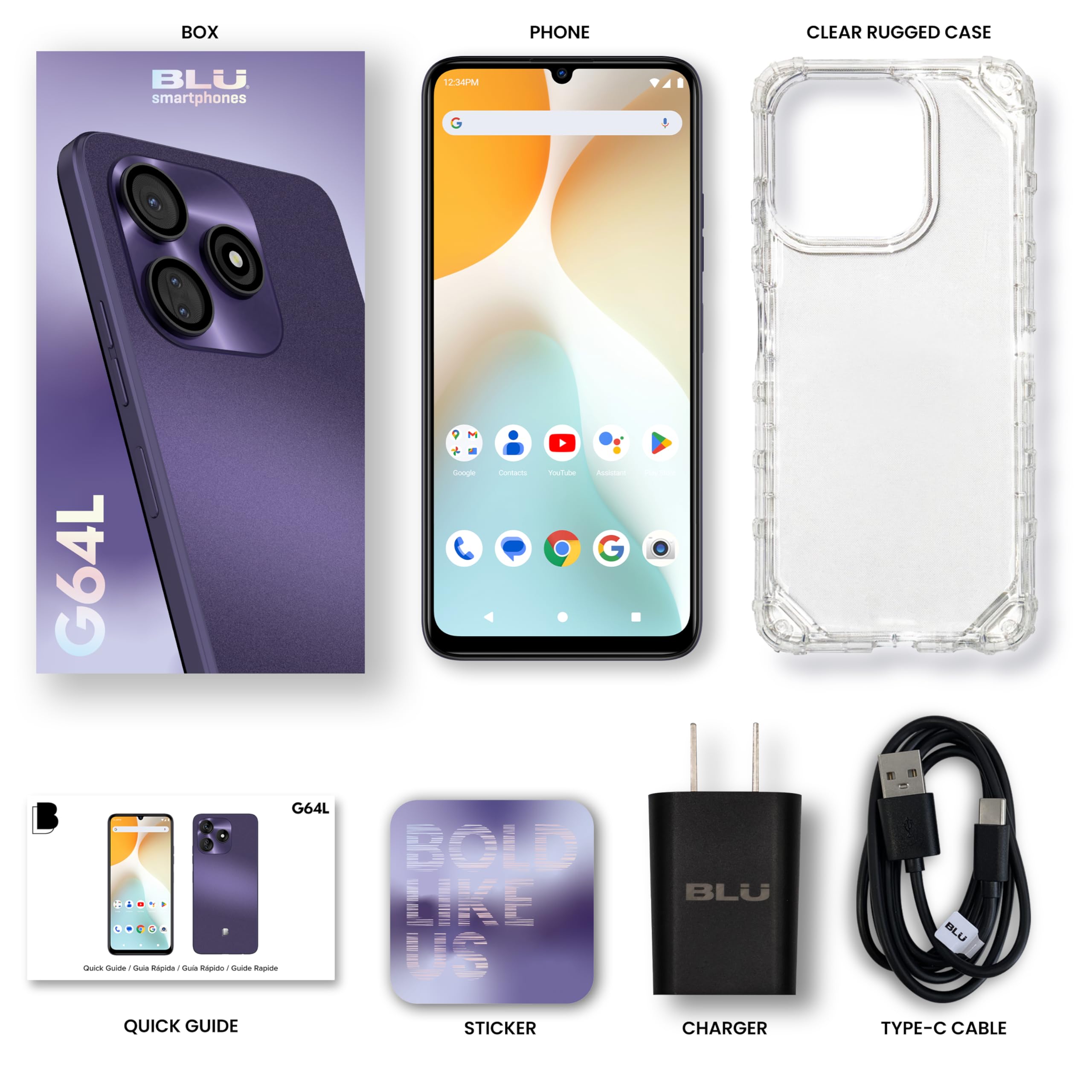 BLU G64L Unlocked  128/4GB Triple 13MP Main Camera  - US Version