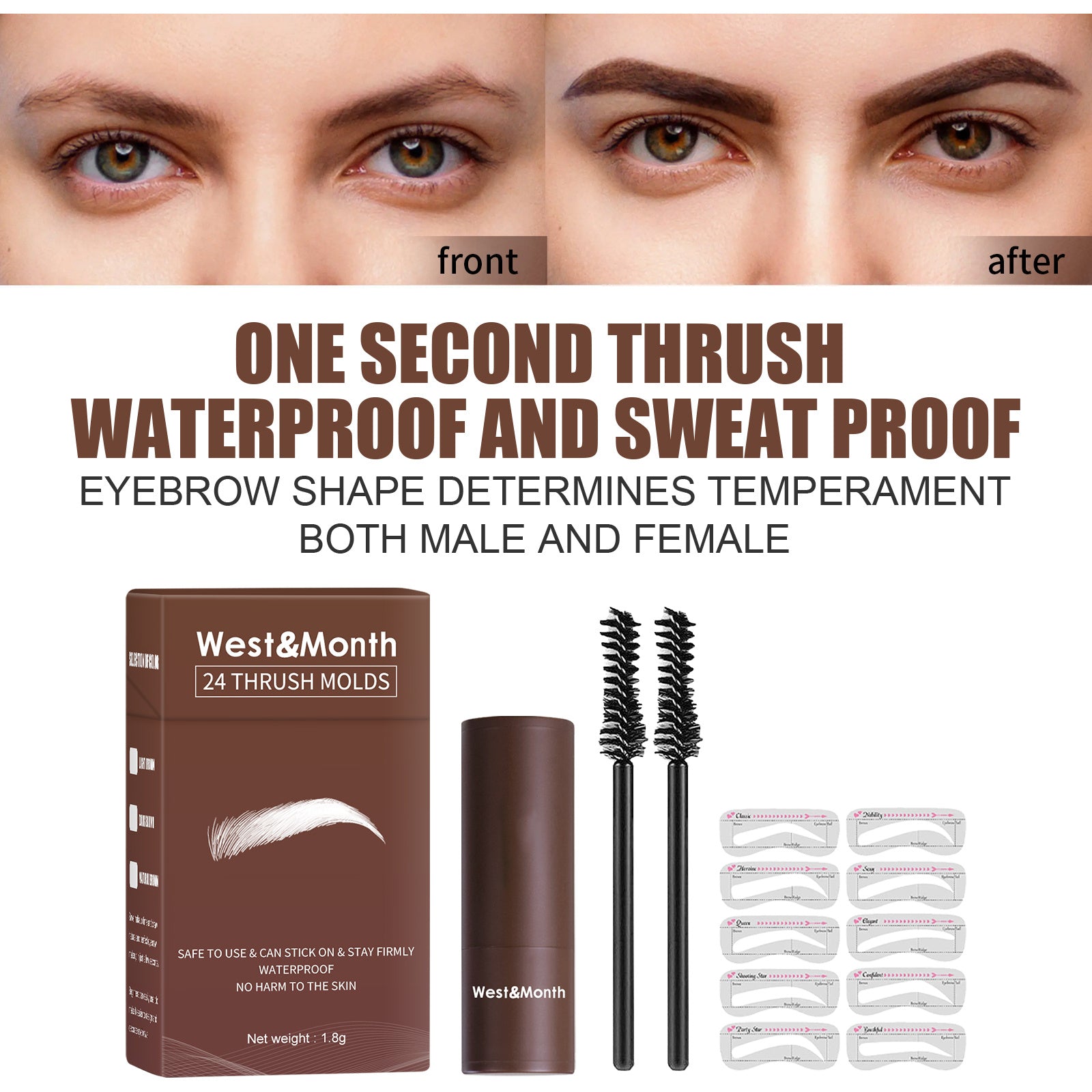 West&Month Seal Eyebrow Powder Lazy Eyebrow Stamp Powder Set -  Is Long-lasting, Waterproof, Sweatproof, Non-flamming, And Non-smudging