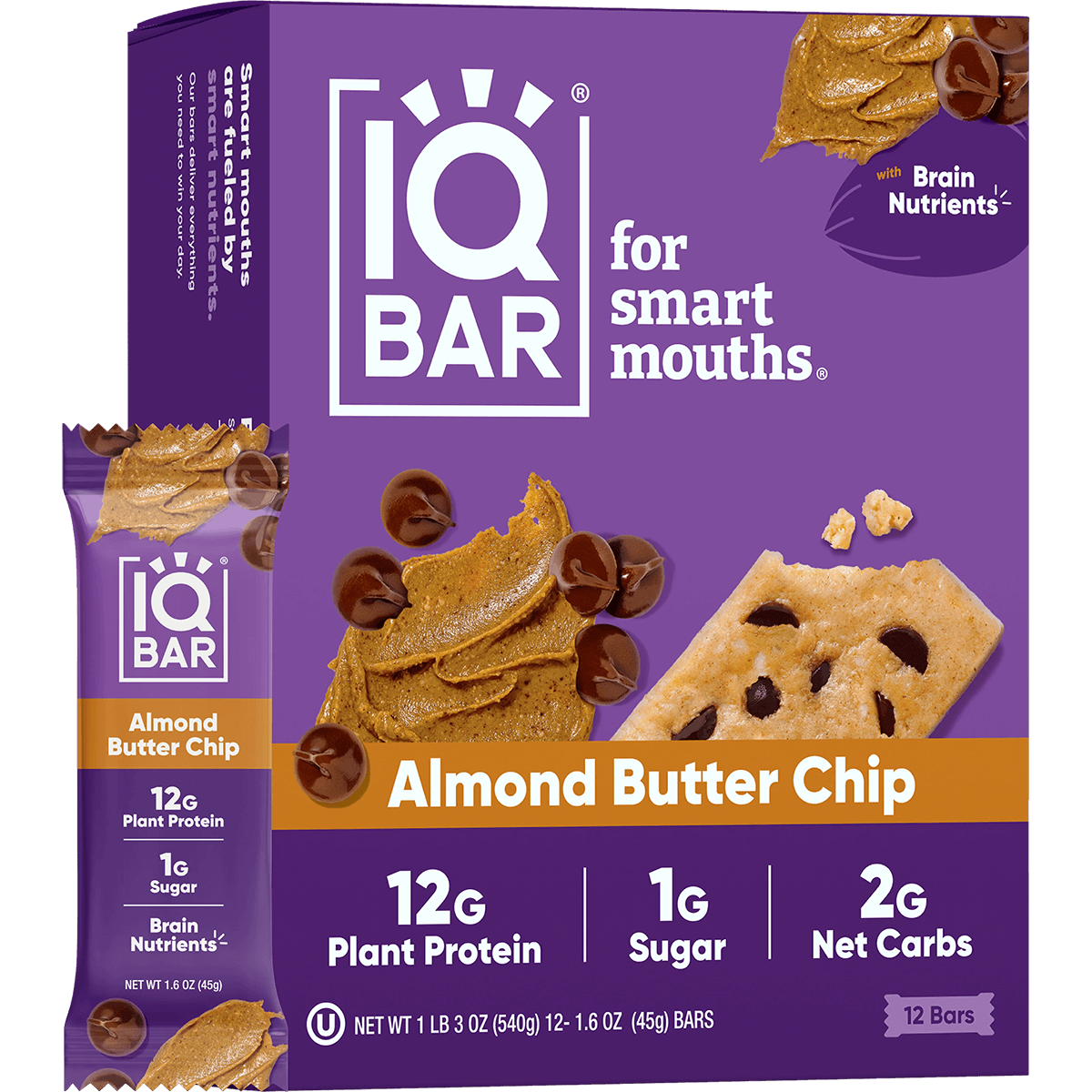 IQBAR Almond Butter Chip (12 Bars)