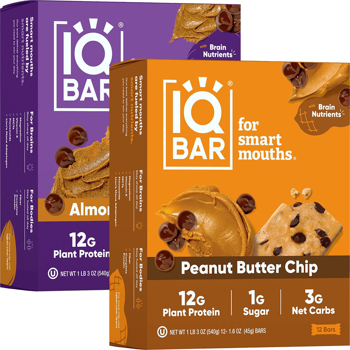 IQBAR Almond Butter Chip & Peanut Butter Chip (24 Bars)