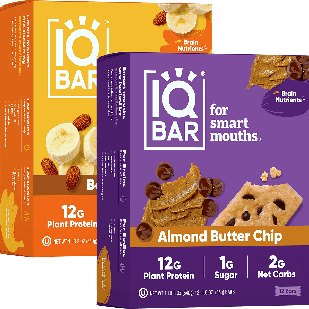 IQBAR Almond Butter Chip & Banana Nut (24 Bars)