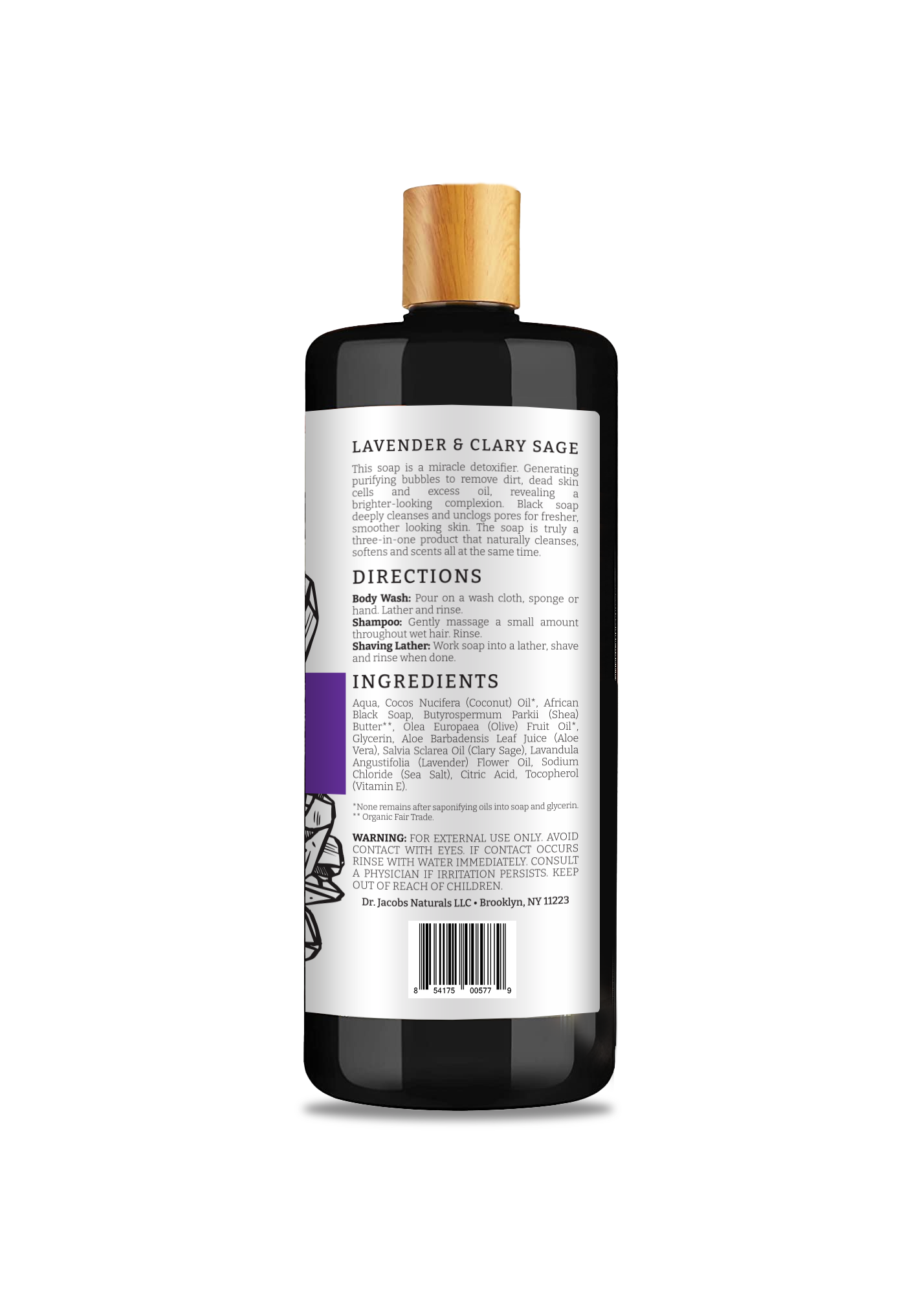 Dr. Jacobs Naturals, Black Soap Lavender & Sage