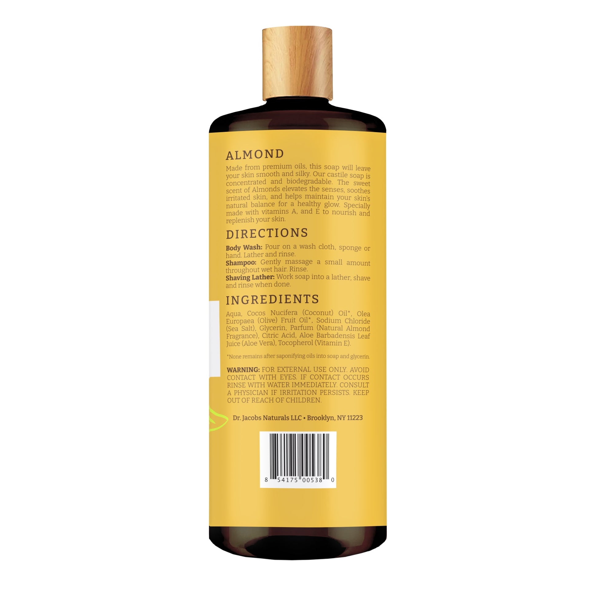 Dr. Jacobs Naturals, Almond Castile Body Wash (All American) 32 oz
