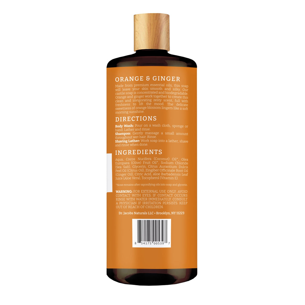 Dr. Jacobs Naturals, Orange & Ginger Castile Body Wash