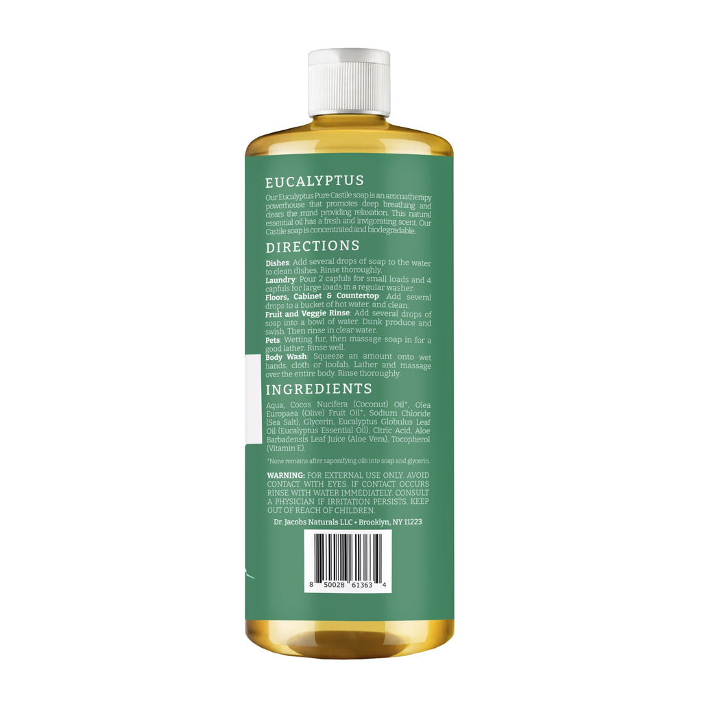 Dr. Jacobs Naturals, Eucalyptus All in 1 Castile Soap - Thin Formula 32oz