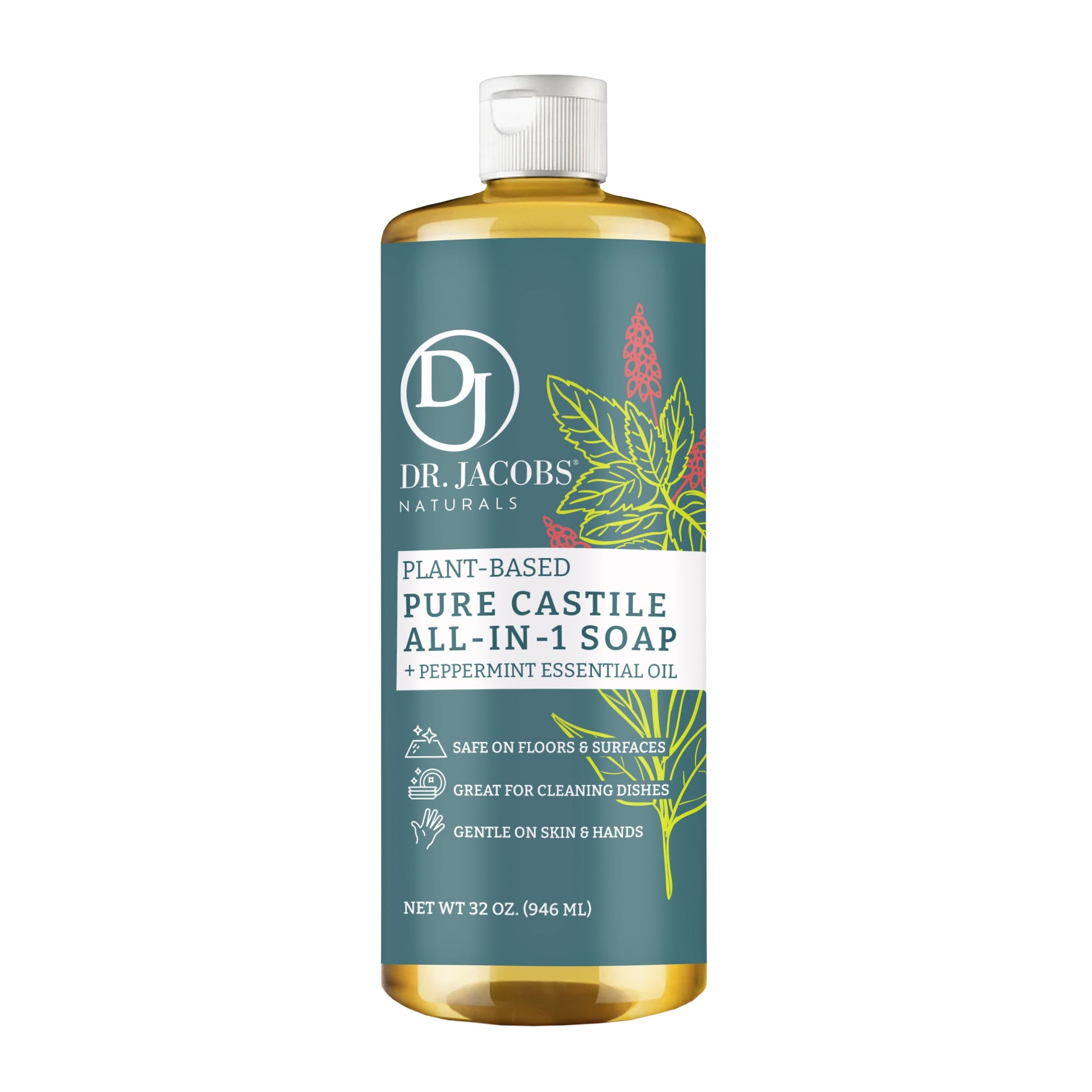 Dr. Jacobs Naturals Peppermint All in 1 Castile Soap - Thin Formula 32oz