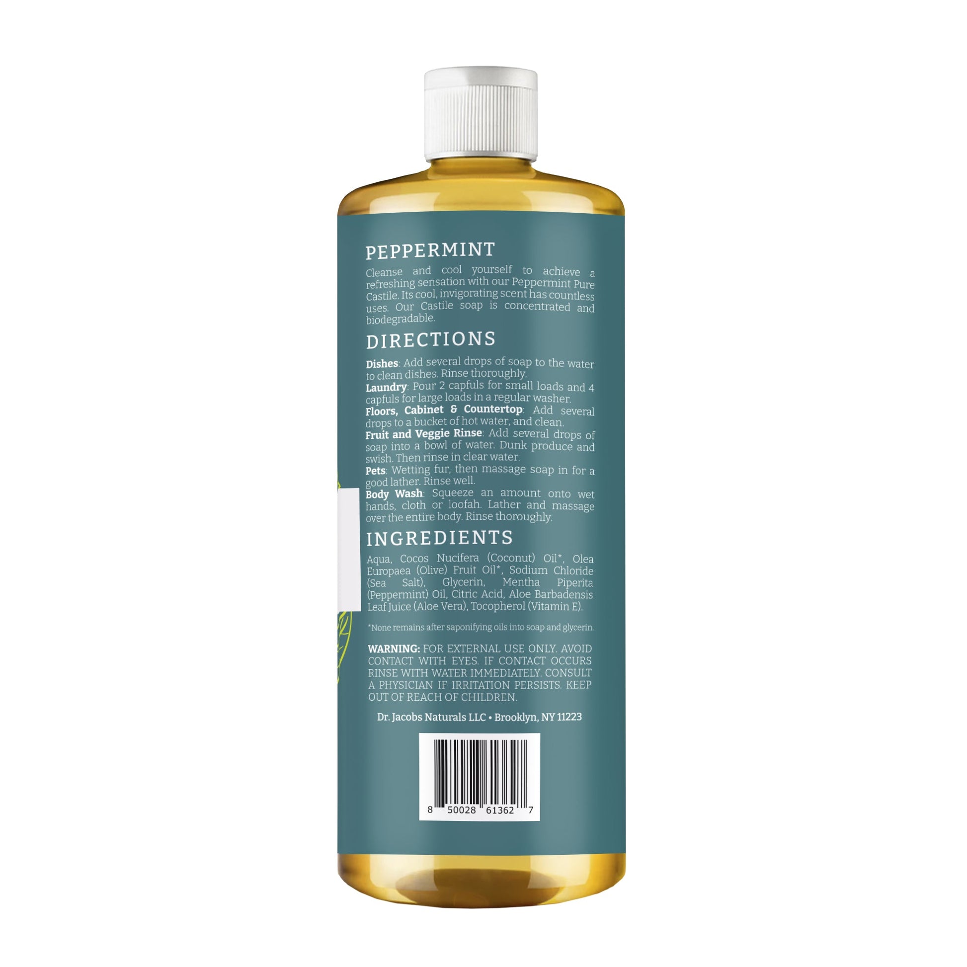 Dr. Jacobs Naturals Peppermint All in 1 Castile Soap - Thin Formula 32oz