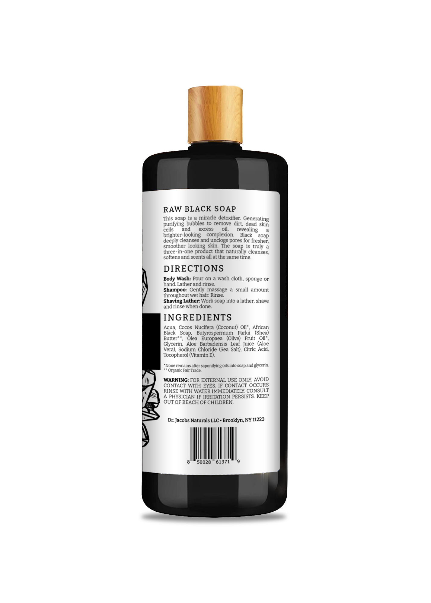 Dr. Jacobs Naturals Raw Black Soap 32oz