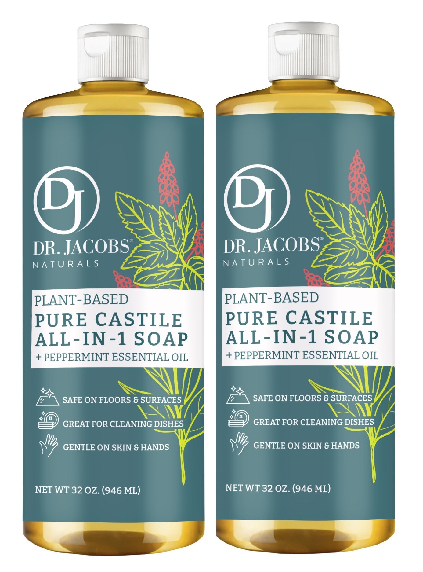 Dr. Jacobs Naturals Peppermint All in 1 Castile Soap - Thin Formula 32oz
