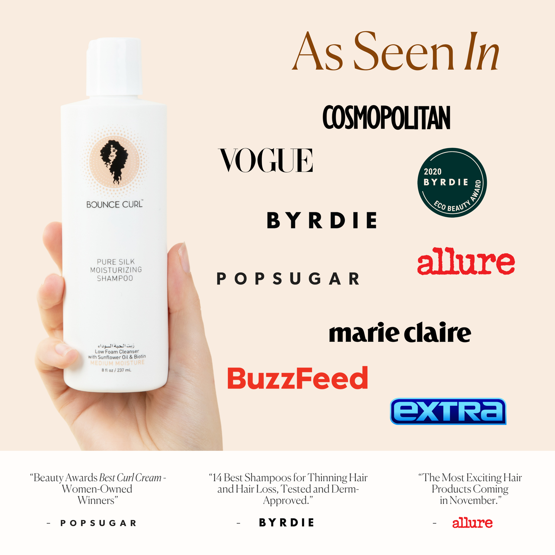 Bounce Curl Pure Silk Moisturizing Shampoo 8oz