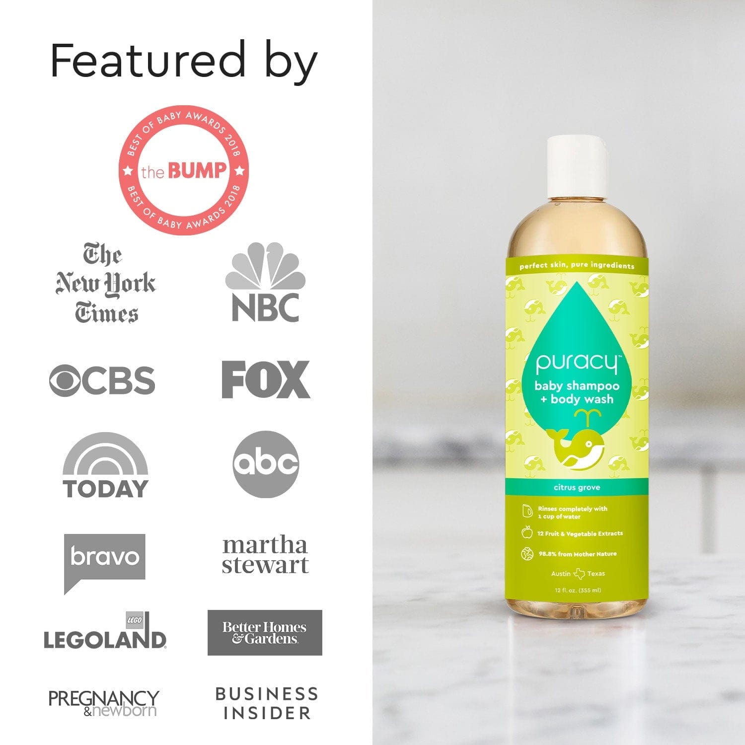Puracy Baby Shampoo & Body Wash (Tear-Free)