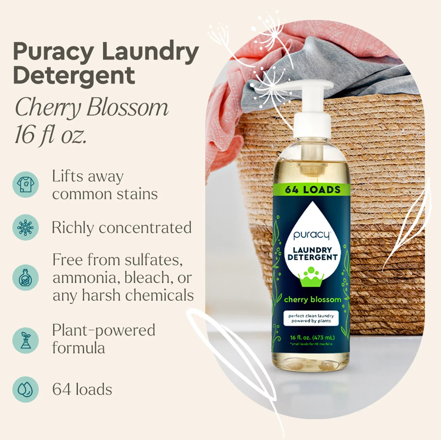 Puracy Laundry Detergent (Concentrated, Sulfate-Free)