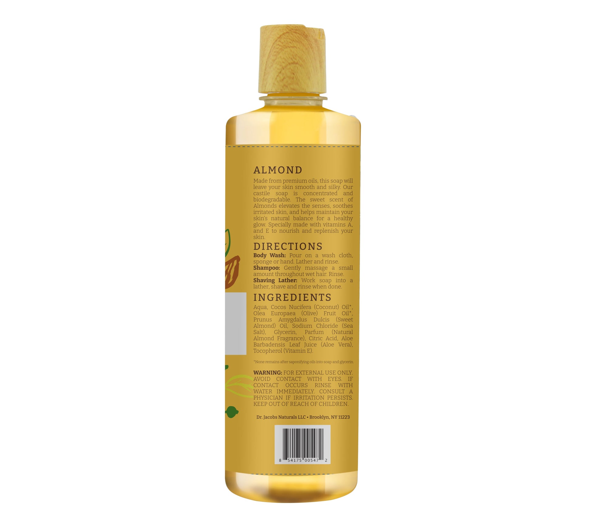 Dr. Jacobs Naturals, Almond Castile Body Wash (All American) 32 oz