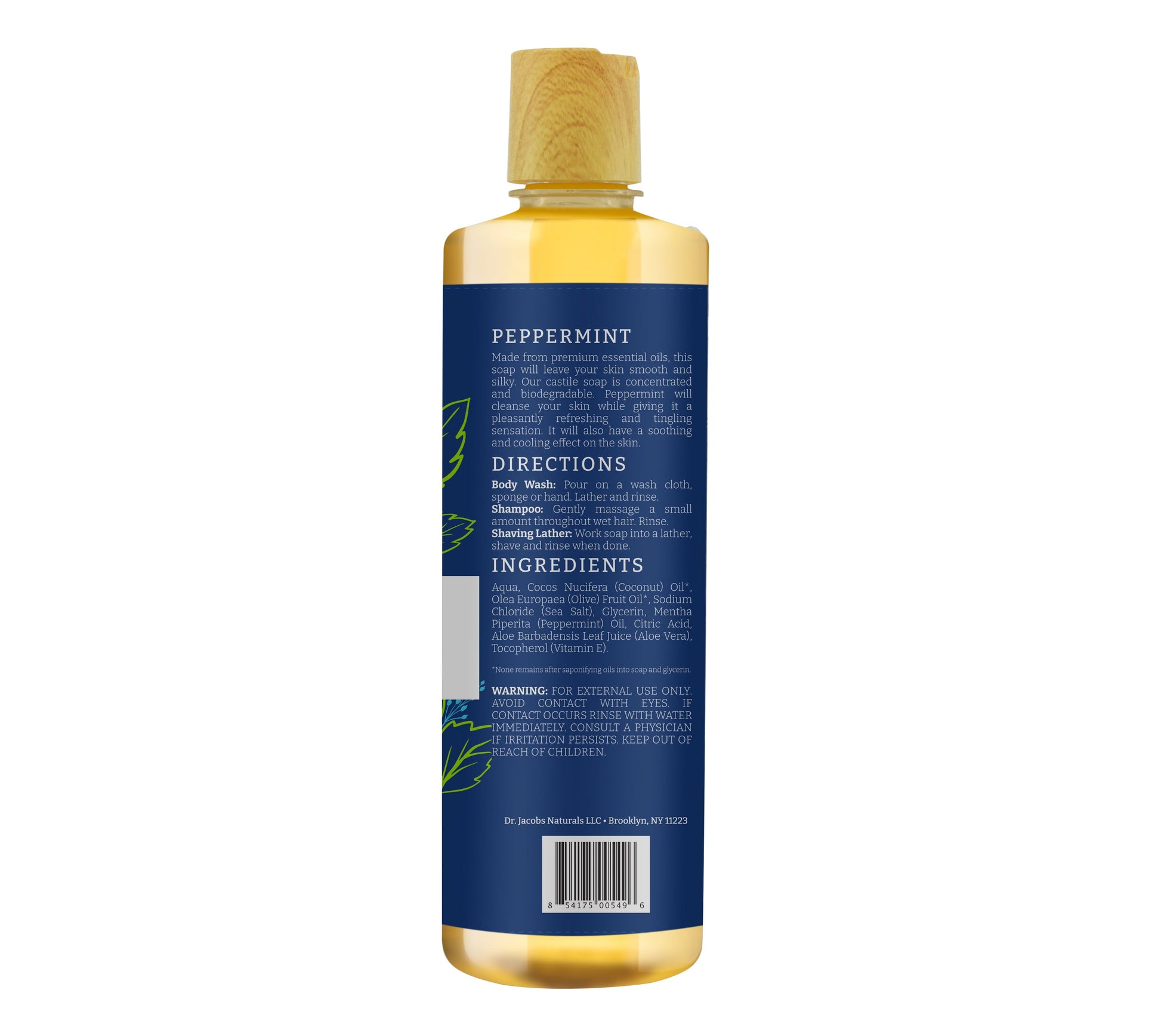 Dr. Jacobs Naturals Peppermint Castile Body Wash